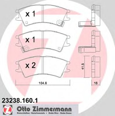 23238.160.1 ZIMMERMANN Тормозная система Комплект тормозных колодок, дисковый тормоз