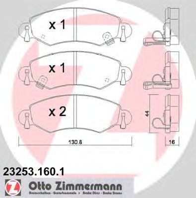 23253.160.1 ZIMMERMANN Brake Pad Set, disc brake