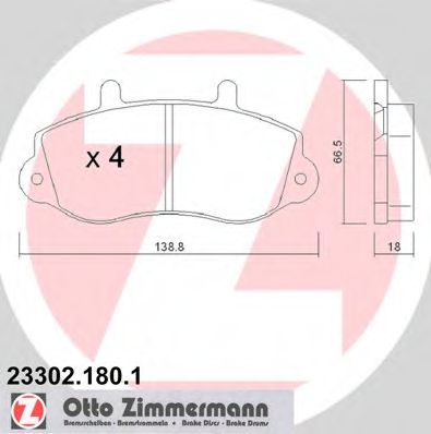 23302.180.1 ZIMMERMANN Brake System Brake Pad Set, disc brake