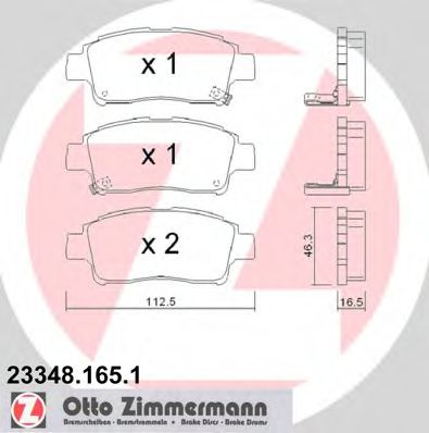 23348.165.1 ZIMMERMANN Brake System Brake Pad Set, disc brake