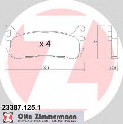 23387.125.1 ZIMMERMANN Тормозная система Комплект тормозных колодок, дисковый тормоз