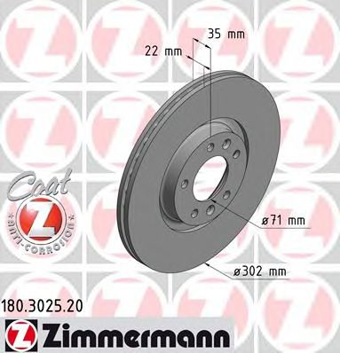 180.3025.20 ZIMMERMANN Brake System Brake Disc