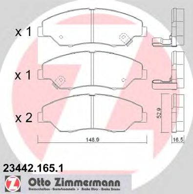 23442.165.1 ZIMMERMANN Brake System Brake Pad Set, disc brake