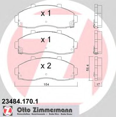 23484.170.1 ZIMMERMANN Тормозная система Комплект тормозных колодок, дисковый тормоз