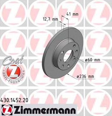 430.1452.20 ZIMMERMANN Brake System Brake Disc