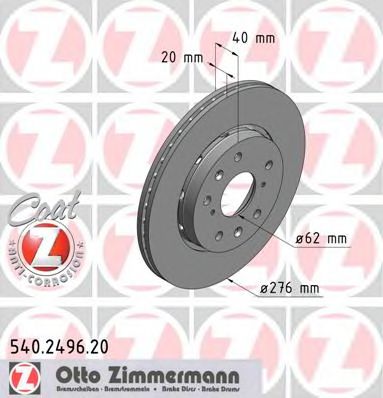 540.2496.20 ZIMMERMANN Brake System Brake Disc