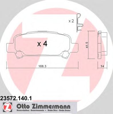 23572.140.1 ZIMMERMANN Тормозная система Комплект тормозных колодок, дисковый тормоз