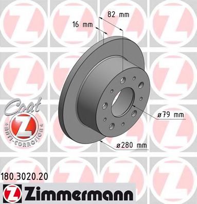 180.3020.20 ZIMMERMANN Brake System Brake Disc