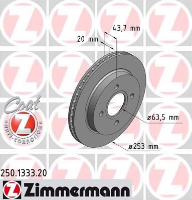 250.1333.20 ZIMMERMANN Brake System Brake Disc