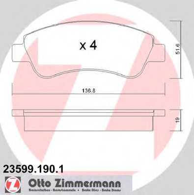 23599.190.1 ZIMMERMANN Brake Pad Set, disc brake