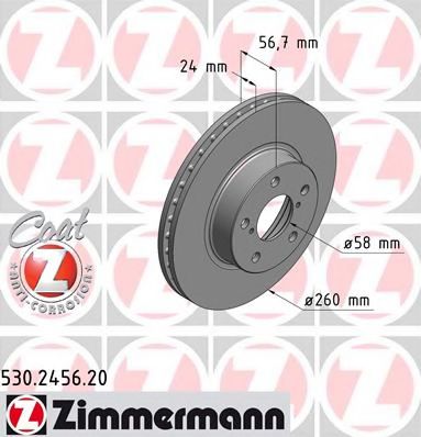 530.2456.20 ZIMMERMANN Brake System Brake Disc