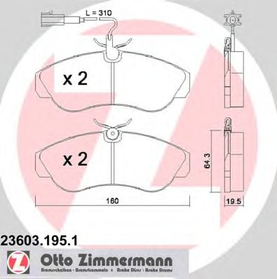 23603.195.1 ZIMMERMANN Тормозная система Комплект тормозных колодок, дисковый тормоз