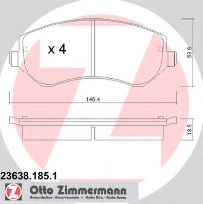 23638.185.1 ZIMMERMANN Brake System Brake Pad Set, disc brake