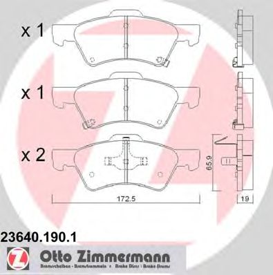 23640.190.1 ZIMMERMANN Brake System Brake Pad Set, disc brake