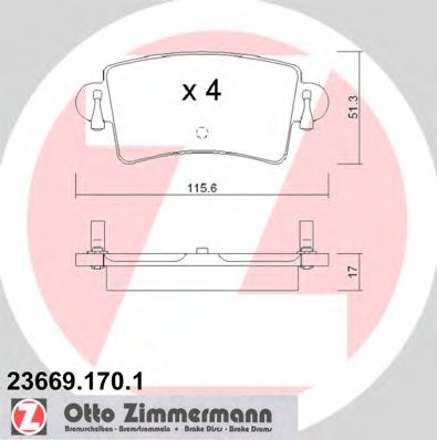 23669.170.1 ZIMMERMANN Brake Pad Set, disc brake