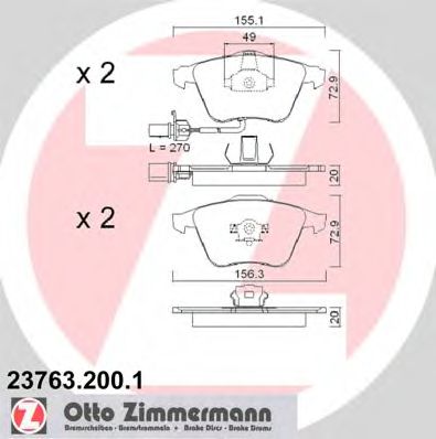 23763.200.1 ZIMMERMANN Brake System Brake Pad Set, disc brake