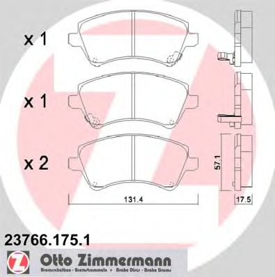 23766.175.1 ZIMMERMANN Brake Pad Set, disc brake