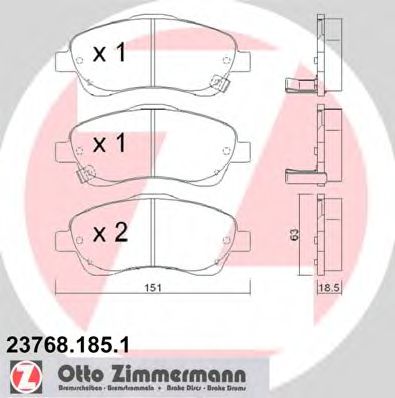 23768.185.1 ZIMMERMANN Brake System Brake Pad Set, disc brake