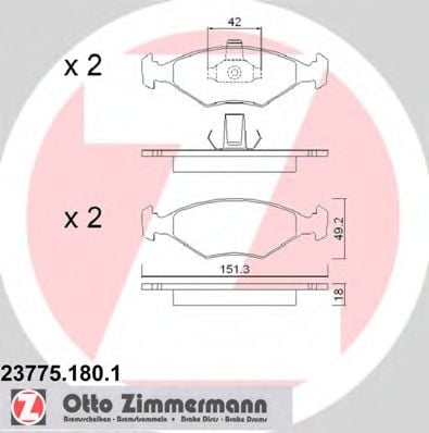 23775.180.1 ZIMMERMANN Brake Pad Set, disc brake