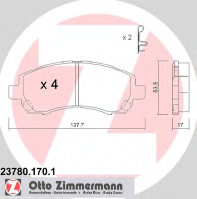 23780.170.1 ZIMMERMANN Brake System Brake Pad Set, disc brake
