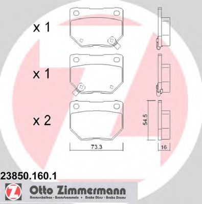 23850.160.1 ZIMMERMANN Тормозная система Комплект тормозных колодок, дисковый тормоз
