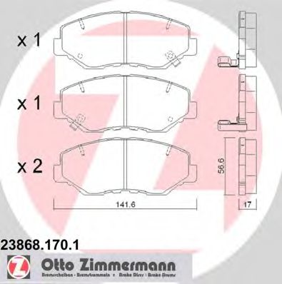 23868.170.1 ZIMMERMANN Brake System Brake Pad Set, disc brake