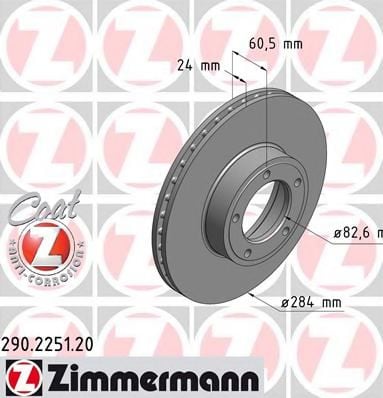290.2251.20 ZIMMERMANN Brake System Brake Disc