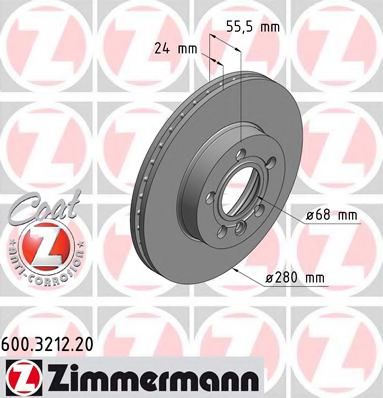 600.3212.20 ZIMMERMANN Brake System Brake Disc