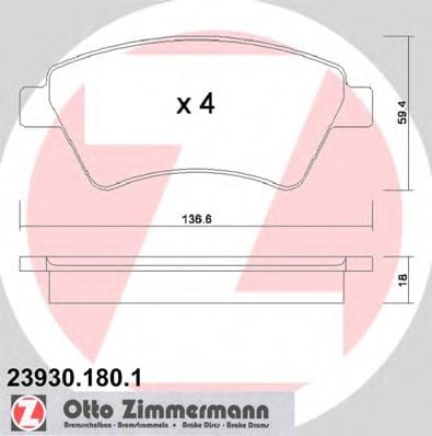 23930.180.1 ZIMMERMANN Brake System Brake Pad Set, disc brake