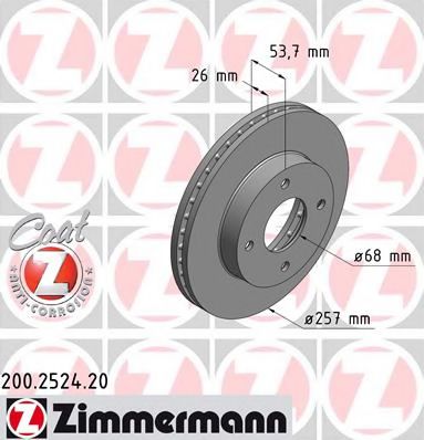 200.2524.20 ZIMMERMANN Тормозная система Тормозной диск