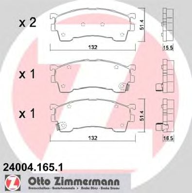 24004.165.1 ZIMMERMANN Brake Pad Set, disc brake