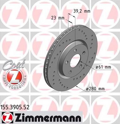 155.3905.52 ZIMMERMANN Brake System Brake Disc