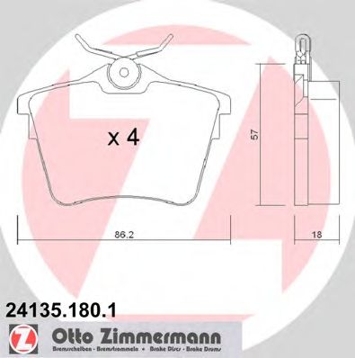 24135.180.1 ZIMMERMANN Brake System Brake Pad Set, disc brake