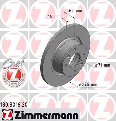 180.3016.20 ZIMMERMANN Brake System Brake Disc