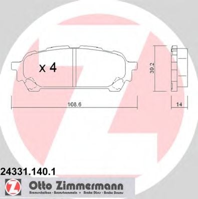 24331.140.1 ZIMMERMANN Brake System Brake Pad Set, disc brake