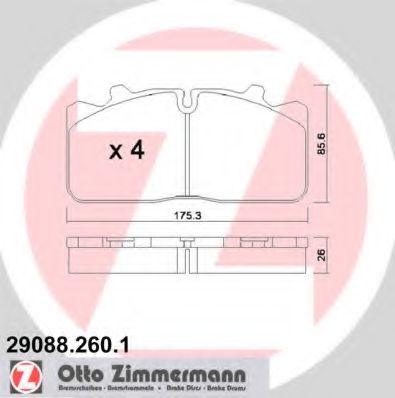 29088.260.1 ZIMMERMANN Brake Pad Set, disc brake