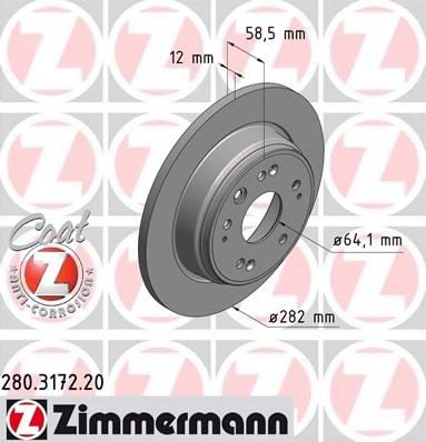 280.3172.20 ZIMMERMANN Brake System Brake Disc