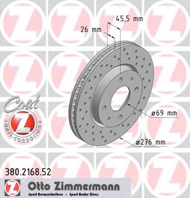 380.2168.52 ZIMMERMANN Brake System Brake Disc