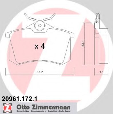 20961.172.1 ZIMMERMANN Brake Pad Set, disc brake