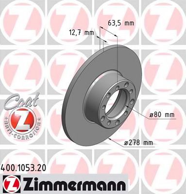 400.1053.20 ZIMMERMANN Brake System Brake Disc