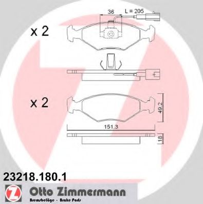 23218.180.1 ZIMMERMANN Brake Pad Set, disc brake