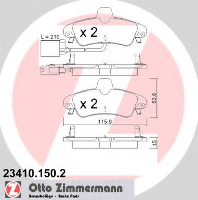 23410.150.2 ZIMMERMANN Brake System Brake Pad Set, disc brake