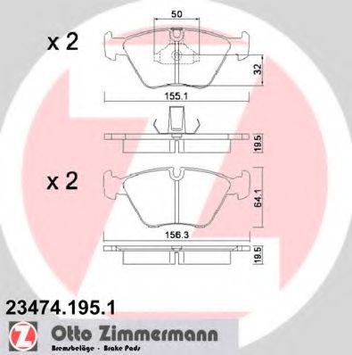 23474.195.1 ZIMMERMANN Brake System Brake Pad Set, disc brake