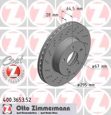 400.3653.52 ZIMMERMANN Brake System Brake Disc