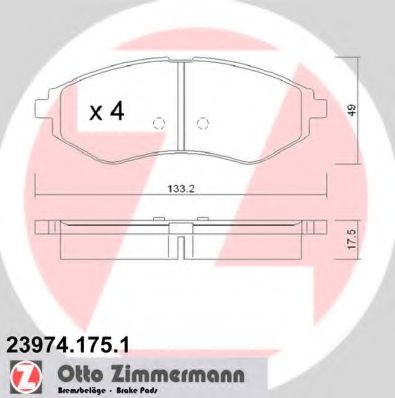 23974.175.1 ZIMMERMANN Тормозная система Комплект тормозных колодок, дисковый тормоз