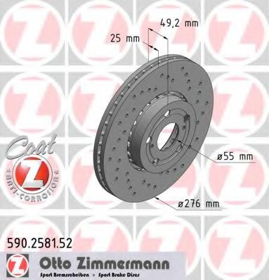 590.2581.52 ZIMMERMANN Brake System Brake Disc