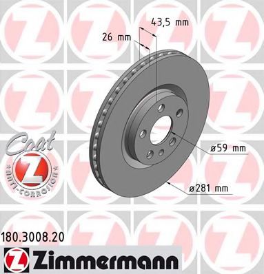 180.3008.20 ZIMMERMANN Brake System Brake Disc