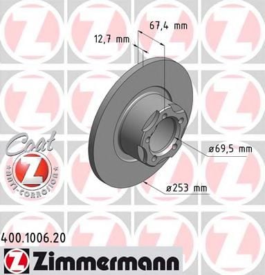 400.1006.20 ZIMMERMANN Brake System Brake Disc