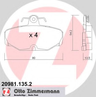 20981.135.2 ZIMMERMANN Brake System Brake Pad Set, disc brake