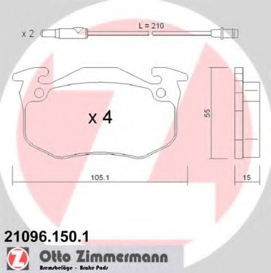 21096.150.1 ZIMMERMANN Brake System Brake Pad Set, disc brake